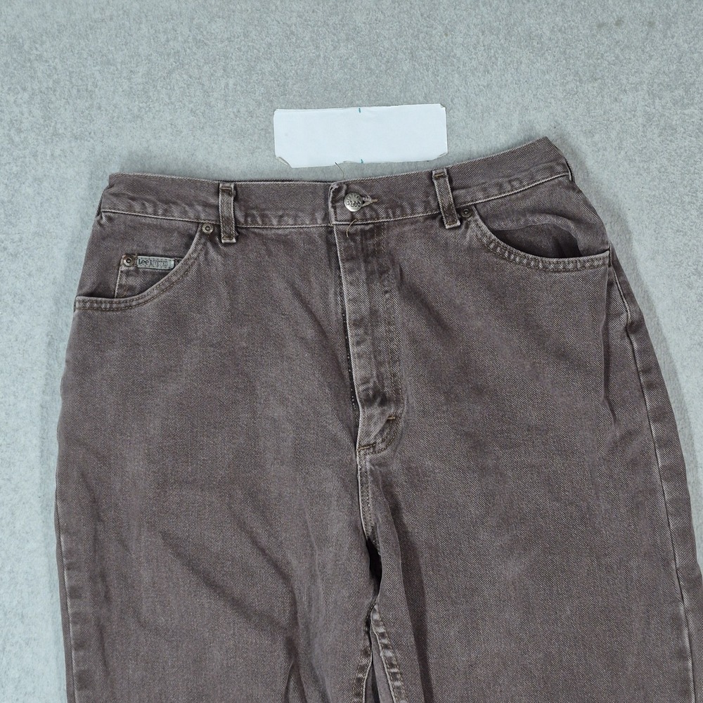 VINTAGE Lee Riveted Women Jeans 18 MED Brown High Rise Taper Denim 29" Inseam - Picture 15 of 16